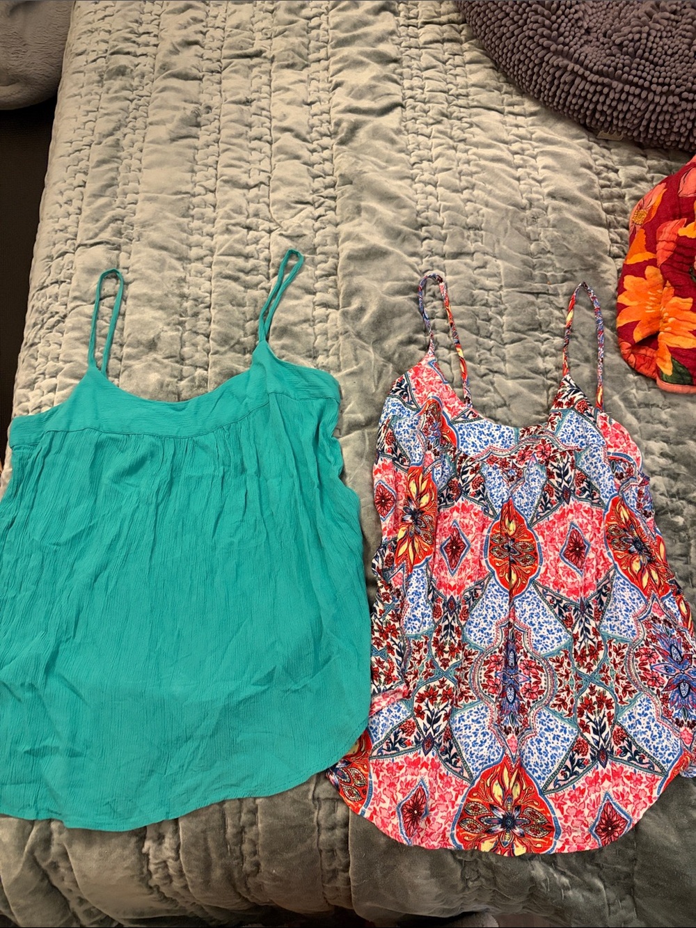 GAP Women’s Teal Spaghetti Strap Tank Top AND Patterned Tank Top